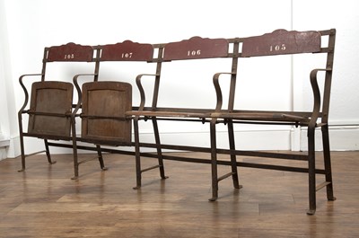 Lot 78 - Vintage theatre chairs comprising of four...