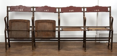 Lot 78 - Vintage theatre chairs comprising of four...