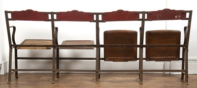 Lot 78 - Vintage theatre chairs comprising of four...