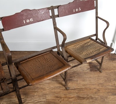 Lot 78 - Vintage theatre chairs comprising of four...