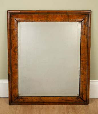 Lot 292 - An 18th century veneered walnut wall mirror