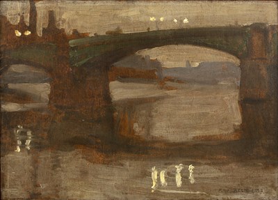 Lot 155 - Philip Hagreen (1890-1988) Thames at Dusk,...