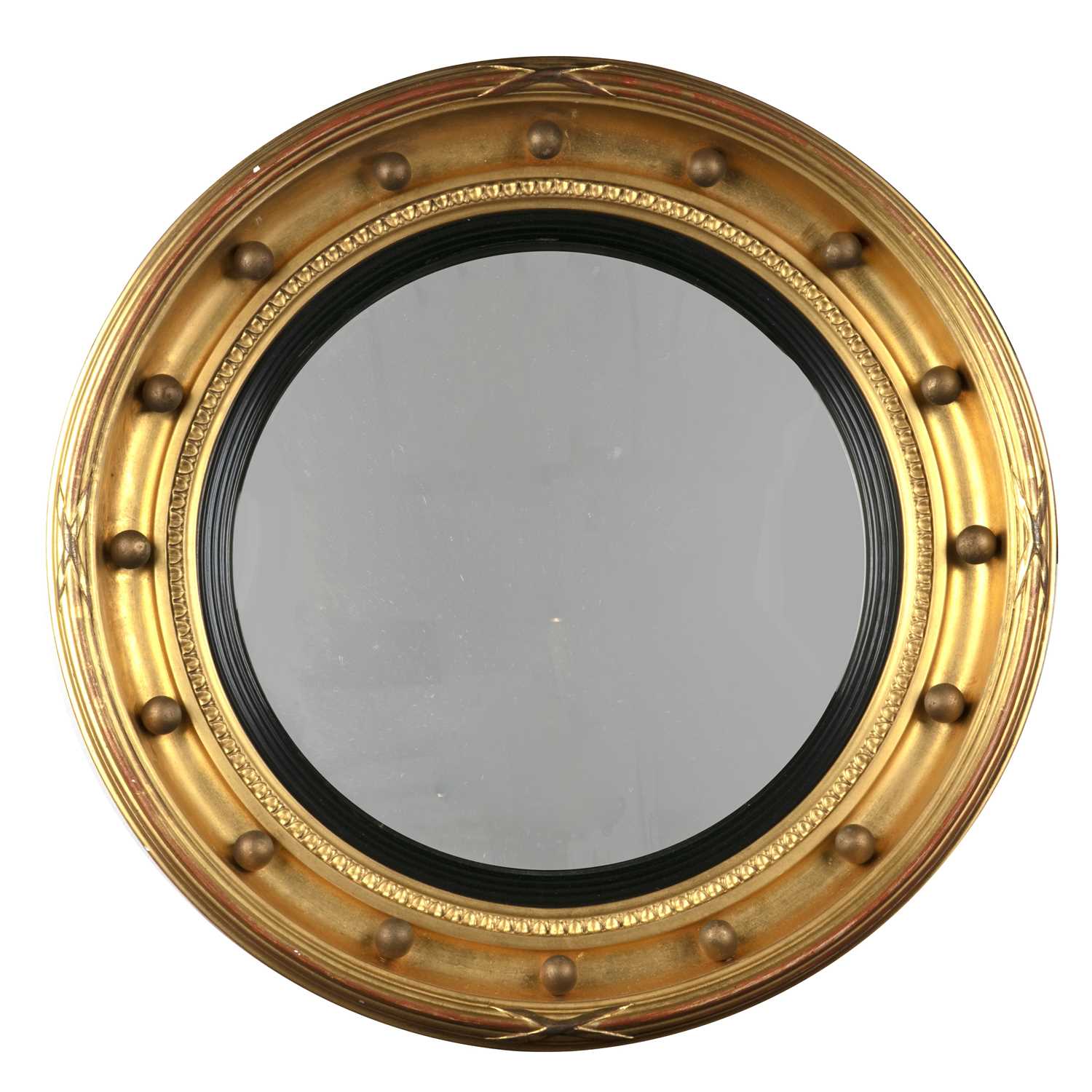 Lot 217 - Gilt convex wall mirror 19th Century, with a...