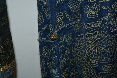 Lot 364 - Navy and gold 'dragon' robe Chinese...