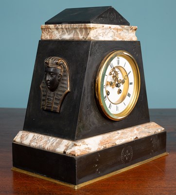 Lot 88 - An antique French Egyptian revival mantel clock