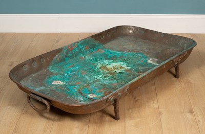 Lot 408 - A large 19th century copper kitchen drip tray