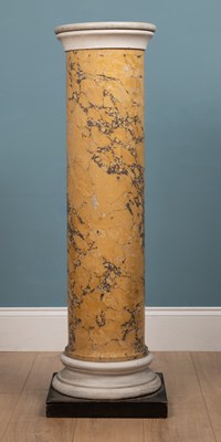 Lot 490 - An antique Italian marble topped yellow scagliola plinth