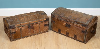 Lot 322 - Two pony hide dome topped trunks