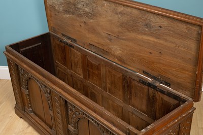 Lot 329 - An antique oak coffer