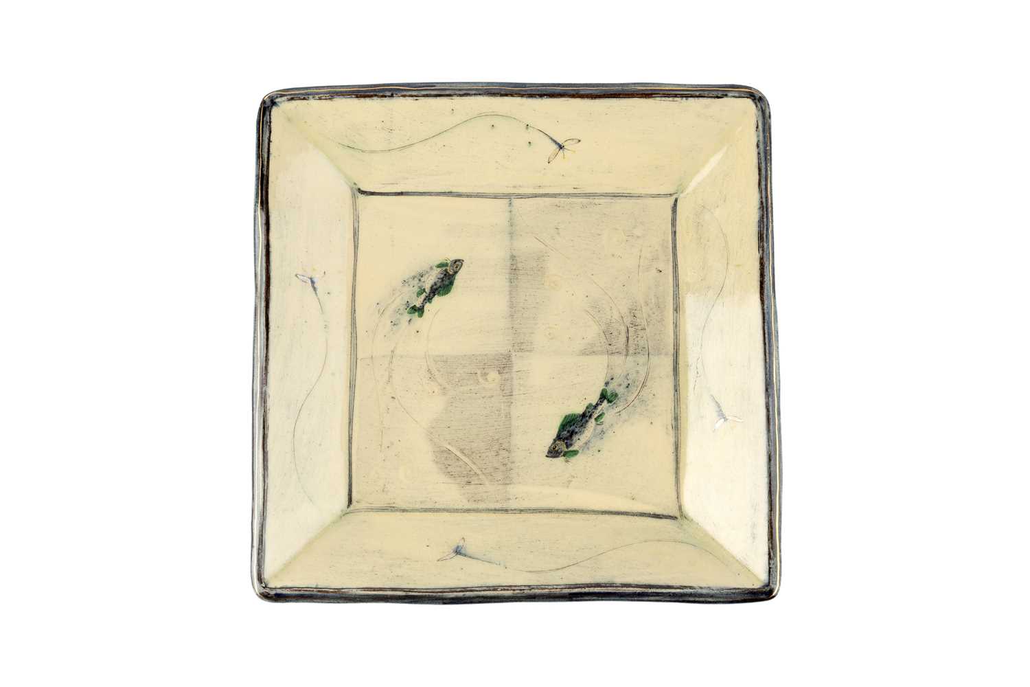 Lot 595 - Nick Chapman (b.1954) Square platter, 2004...