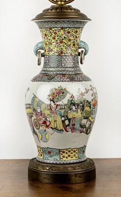Lot 139 - Polychrome vase/table lamp Chinese, 19th...