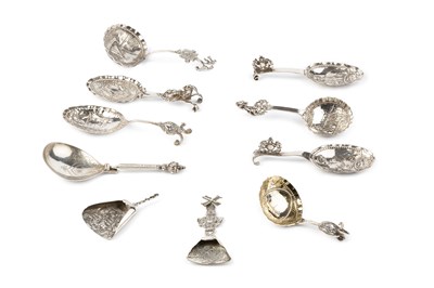 Lot 850 - Two Continental silver spoons, the bowls...