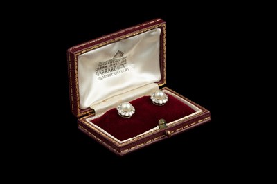 Lot 108 - A pair of cultured pearl and diamond cluster...