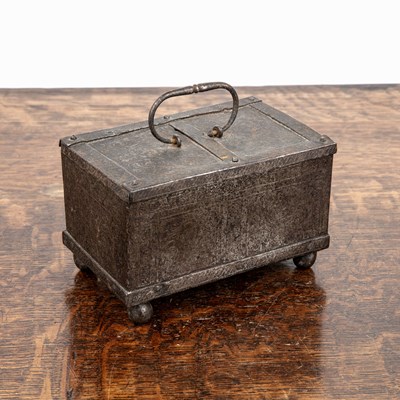 Lot 328 - Engraved steel small casket South German,...