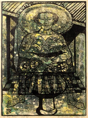 Lot 240 - Bruce Onobrakpeya (b.1932) 'Bole Woman',...