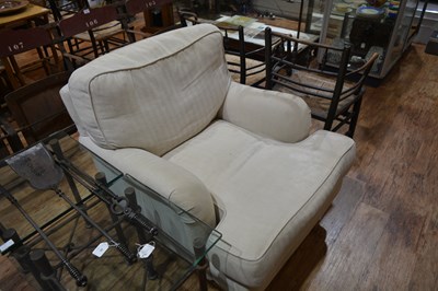 Lot 88 - Pair of Howard style armchairs on turned...