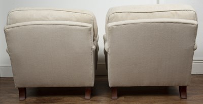 Lot 88 - Pair of Howard style armchairs on turned...