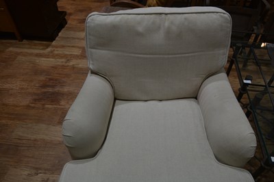 Lot 88 - Pair of Howard style armchairs on turned...