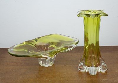 Lot 369 - Egermann Sklo glass  in yellow and pink...