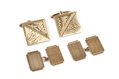 Lot 249 - Two pairs of cufflinks, the first with square...