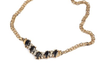 Lot 100 - A sapphire and diamond set necklace, of...