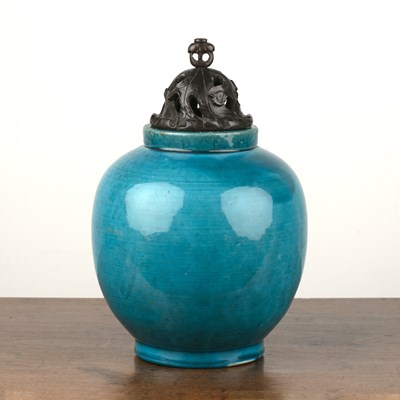 Lot 95 - Monochrome pale blue ovoid jar Chinese, 19th...