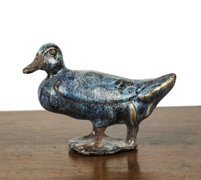 Lot 92 - Robin's egg glaze model of a duck Chinese,...