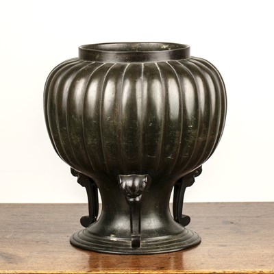 Lot 486 - Bronze lobed vase Japanese, 19th Century with...