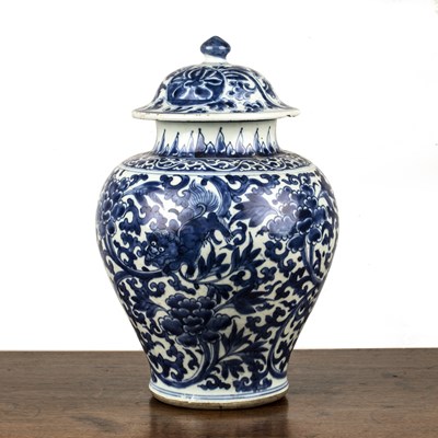 Lot 4 - Blue and white porcelain baluster vase and...