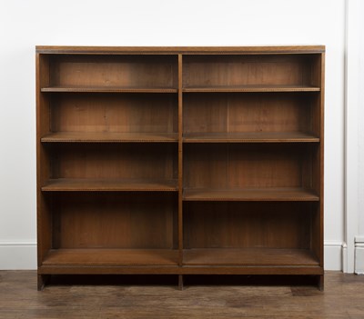 Lot 91 - Cotswold School oak, open bookcase, with...