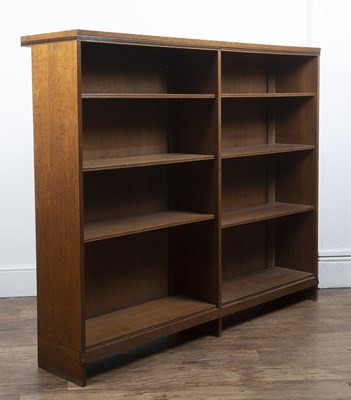 Lot 91 - Cotswold School oak, open bookcase, with...