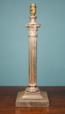 Lot 122 - A silver plated table lamp