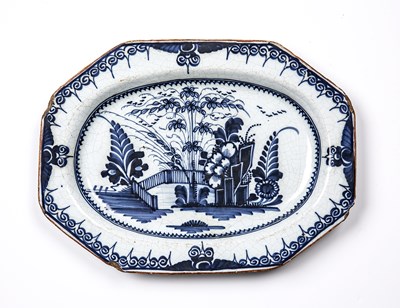 Lot 116 - An 18th century Delft blue and white octagonal...