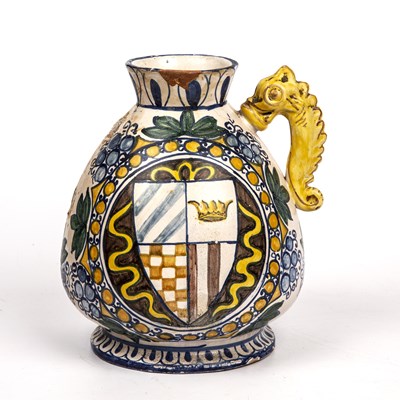 Lot 121 - An antique Italian majolica vase decorated...
