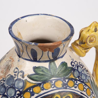 Lot 121 - An antique Italian majolica vase decorated...