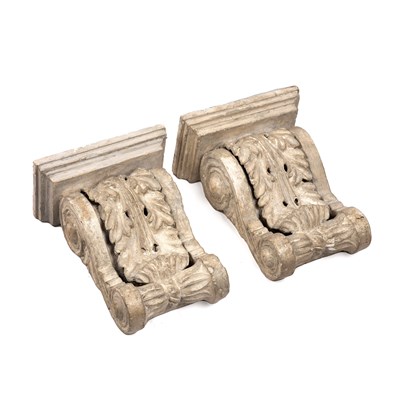 Lot 123 - A pair of 19th century plaster corbels of...