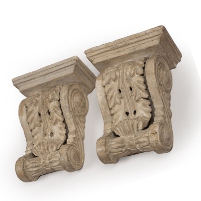 Lot 123 - A pair of 19th century plaster corbels of...