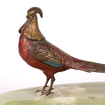 Lot 127 - A coloured cold painted bronze pheasant...