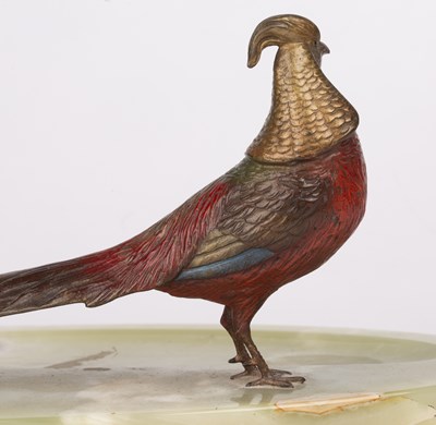 Lot 127 - A coloured cold painted bronze pheasant...