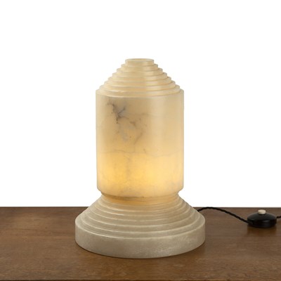 Lot 74 - Art Deco style alabaster table lamp, of...