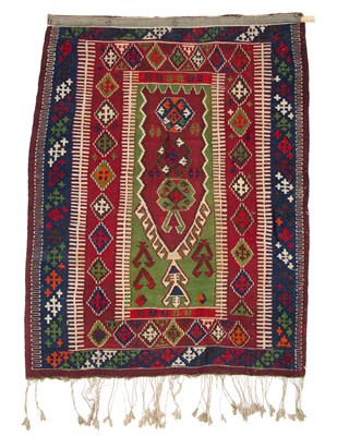 Lot 1053 - A late 19th/early 20th century Kelim polychrome rug