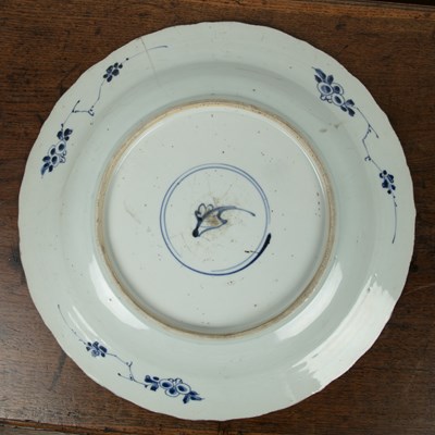 Lot 1 - Large blue and white charger Chinese, 19th...