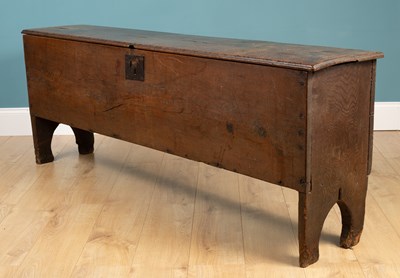 Lot 422 - A 17th or 18th century oak long six-plant chest or coffer