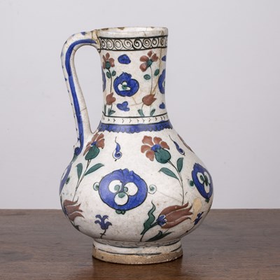 Lot 484 - Iznik pottery jug Turkey, circa 1580 the...