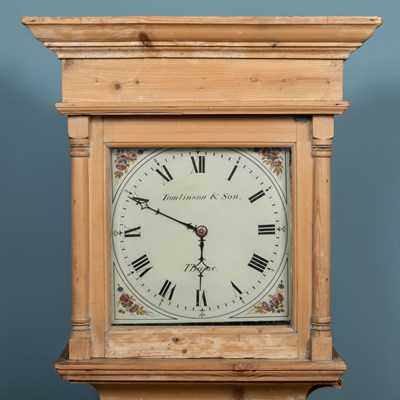 Lot 260 - An antique pine thirty-hour longcase clock