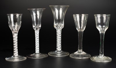 Lot 55 - A collection of five antique wine glasses