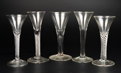 Lot 52 - A group of five antique wine glasses