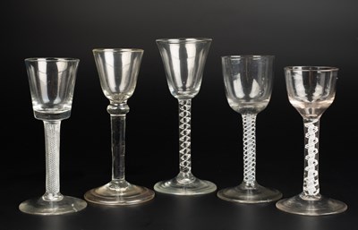 Lot 56 - A group of five antique wine glasses