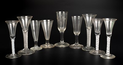 Lot 50 - A collection of nine various antique wine glasses