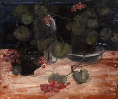 Lot 387 - Joan Renton (b.1935) Pink Geranium signed in...